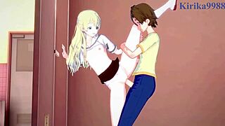 Kasumi Nomura, Olivia, and Chisato Higuchi engage in intense futanari lesbian sex. Cute outfits in Asobi Asobase hentai.