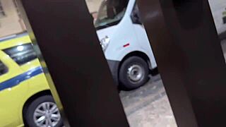 Trailer sucking doorman's feet and cock