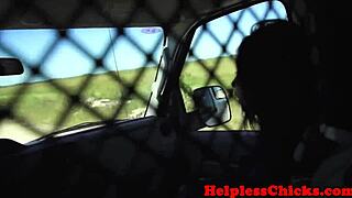 Hitching teen throatfucked by maledom master in outdoor bdsm domination!