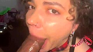 Naudi Nala performs throat magic on big black cock