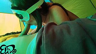 Soft-Titted Babe Sucks Cock in a Kinky Tent Scene