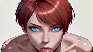 Redhead AI Gives Close-Up POV Blowjob for Cum in Mouth