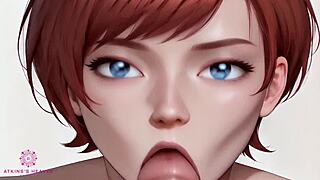 Redhead AI Gives Close-Up POV Blowjob for Cum in Mouth