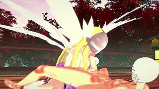 Angelwoman evolves to fuck Digimon
