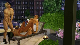 Hunky Sims 4: Summer Heat Threesome With Slut And Muscle Studs