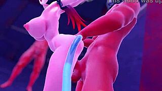 Jane strips naked in 3d animation