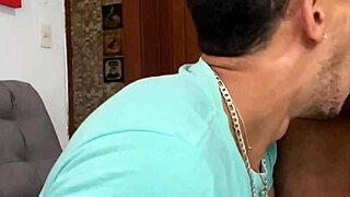 Homemade bareback action with a Brazilian friend in the living room