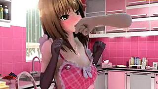 hentai teen gets hardcore kitchen fuck with deepthroat action! 🔥