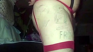 Russian Gay Man Strokes in Red Stockings