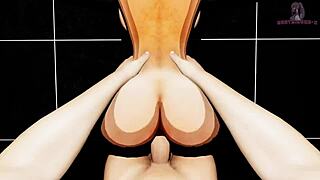 cum on those big tits from behind on the table