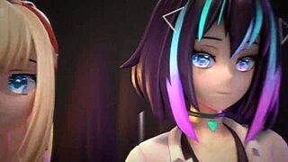Pov Blowjob From Hentai Vtuber Elfie Love In 3D Vrchat Mmd With Cum On Face And Close Up Webcam Action.