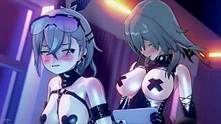 pequeña práctica gamer con blowjob animado