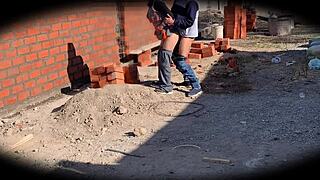 i’m obsessed with this cute 18 yo babe nataly, perfect body bent over on security cam at construction site