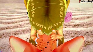 Marie Rose in bikini gets wild on beach with fantasyking3 cartoon banging