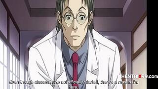 old teacher bangs naive lesbian students straight in wild hentai action