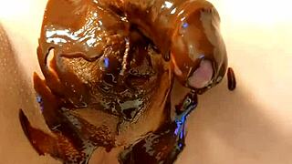 Japanese Gay Teases with Chocolate Banana Cooking Fun.