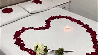 Latina bride rides passionately during steamy honeymoon sex