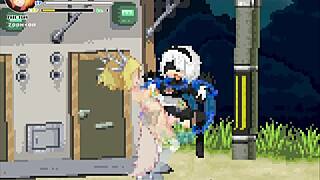 The adventures of 2B in the ryona series part one.