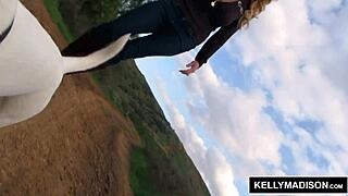 Kelly Madison Fingering Her Big Natural Tits Outdoors with Vibrator