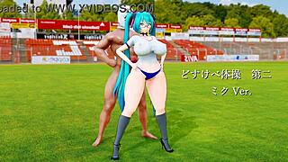 Haku and Miku Perform Lewd Gymnastics in Hentai Scene