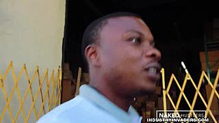 curly latina college girl sucking black dick outdoors