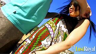 Latina licks and rides fat cock