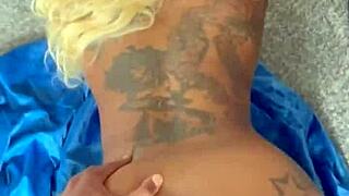 blonde having fun with ebony ass and big cock