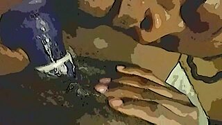 Ebony pussy licked with dildo and tongue