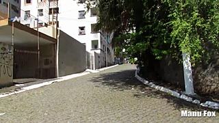 Pornstar exclaims while fucking on the street. Sucking big cock with huge tits and ass in public for cumshot!