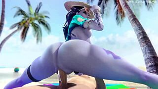 Wow, Overwatch Widowmaker’s big ass slammed on the beach!