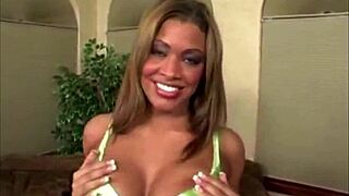 exus luv shows off her natural knockers in interracial scene