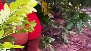 Evangelical Neighbor Caught Grabbing Fruits with Huge Cameltoe in Public Spot