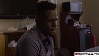 Hot babe rides her best friend's big black dick passionately