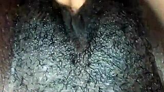 Small Tit Ebony Amateur Masturbates Pussy Solo in Homemade Clip