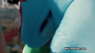 Sexy rangers share dick for intense cosplay orgasm