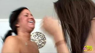 Cute BRUNETTES wake up for SEXY LESBIAN action.