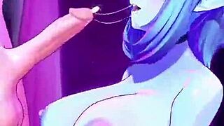 Animation featuring two blue women in an interesting scene