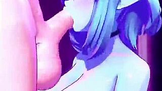 Animation featuring two blue women in an interesting scene