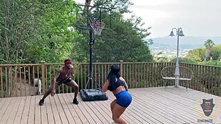 Rome Major bangs Monica Santhiago after basketball game