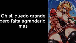 enjoying a liquid lunch with bowsette in spanish instructions.