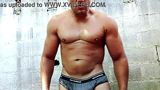 yuri gaúcho, the brazilian bear, gets a huge handjob cumload