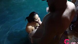 uhh asian slut got creampied hard in pool... oops!
