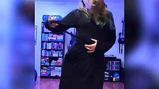 blonde milf undresses in black lingerie