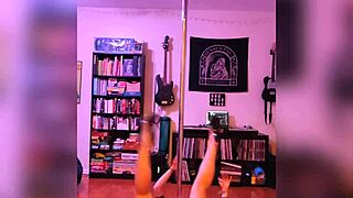 blonde milf undresses in black lingerie