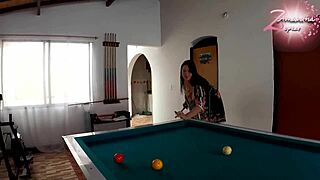 colombian milf masturbates deliciously on the billiards table