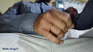 malik drago9 so horny at work, jerking big dick and cumming tons