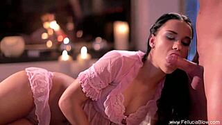 Beautiful Brunette Girlfriend Delivers Mind-Blowing Blowjob to Lucky Guy