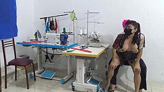 Can You Resist Ebony Seduction in a Sewing Workshop?