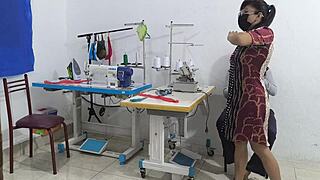 Can You Resist Ebony Seduction in a Sewing Workshop?