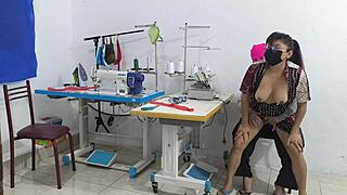 Can You Resist Ebony Seduction in a Sewing Workshop?